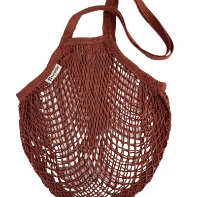 Long handled string bag vegetable dyes - Cocoa