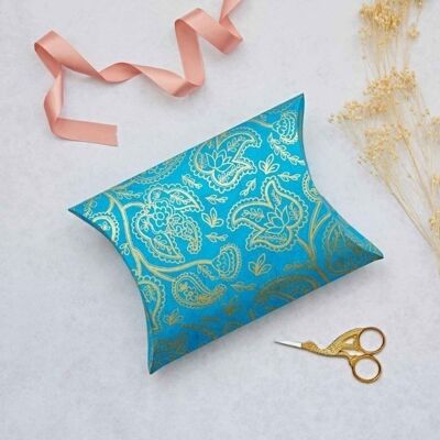 Large Paisley Design Pillow Boxes - Turquoise