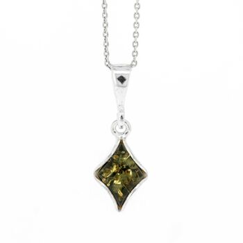 Pendentif diamant ambre vert avec chaîne trace 18" et boîte de présentation 1