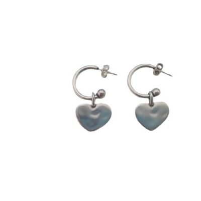 Large hoop earrings with dangling heart