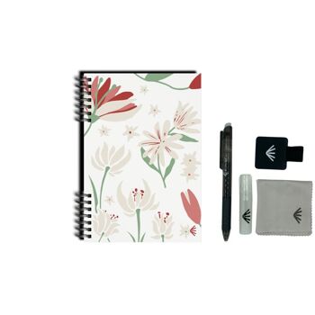 Carnet réutilisable - Format A5 - Les fleurs du bien - Kit accessoires inclus 7