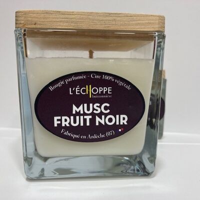 BOUGIE PARFUMEE CIRE 100 % VEGETALE SOA - 6X6 80 G MUSC FRUIT NOIR