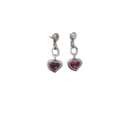 Crystal heart dangle earrings