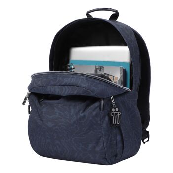 Sac à dos scolaire géométrique bleu et noir adaptable sur trolley - Aquarelles 7