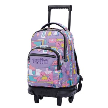Petit sac à dos scolaire à roulettes violet cyber - Ream 2