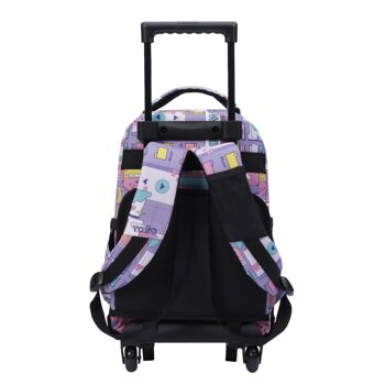 Petit sac à dos scolaire à roulettes violet cyber - Ream 3