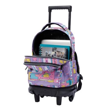 Petit sac à dos scolaire à roulettes violet cyber - Ream 6
