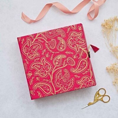 Paisley Design Fold Down Gift Box - Cerise