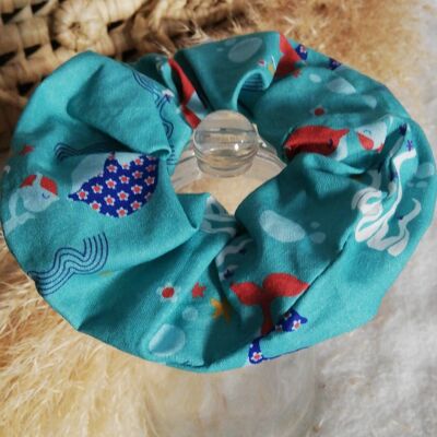 Scrunchie de algodón con forma de ballena marina