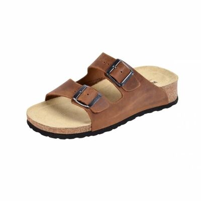 Unisex leather mules, comfortable wedge sole (SKU: 41121-40)