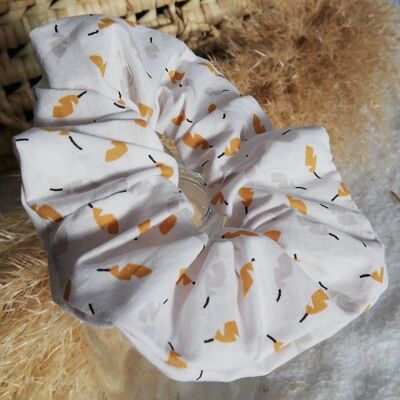 Mustard feather cotton scrunchie