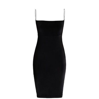 Seline, short dress with straight neckline and elasticized straps