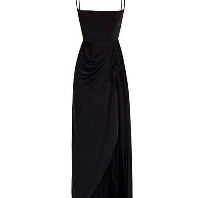 Ophelia, long evening dress with alteral slit and open back