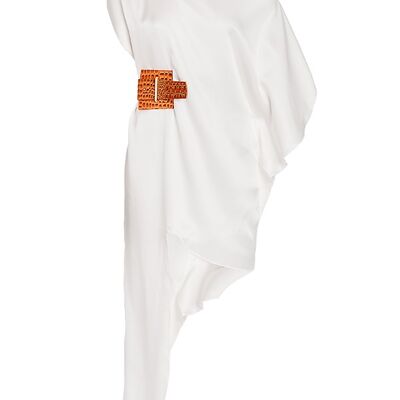 Amos, robe kimono en soie et ceinture maxi en éco-cuir