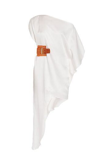 Amos, robe kimono en soie et ceinture maxi en éco-cuir 1