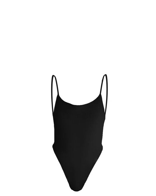 Deep Black, body swimwear con schiena scoperta e gioiello sul retro