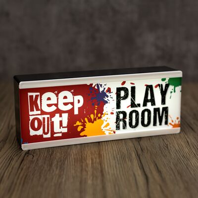 Enseigne de pièce lumineuse Keep Out Play Room