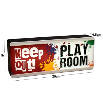 Enseigne de pièce lumineuse Keep Out Play Room 2