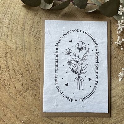 Plantable card Thank you for your order - Black and White