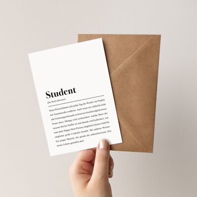 Definizione dello studente: biglietto di auguri con busta