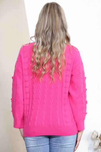 Cardigan boutonné chaud fuchsia 3