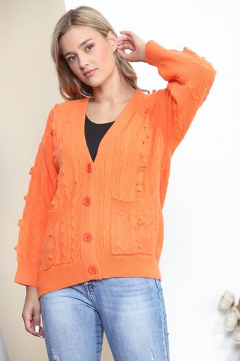 Cardigan boutonné chaud orange 2