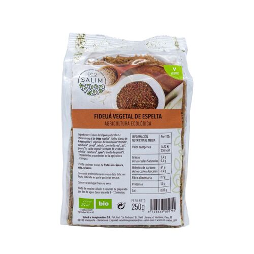 FIDEUA VEGETAL DE ESPELTA, 250 Gr