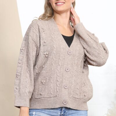 Taupe warm button up cardigan
