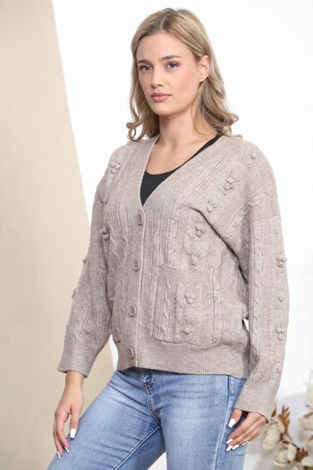 Gilet boutonné chaud taupe 2