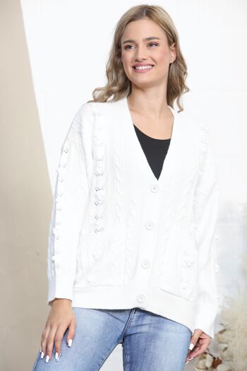 Gilet boutonné chaud blanc 1