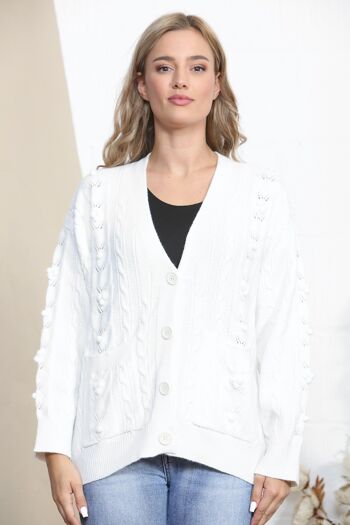 Gilet boutonné chaud blanc 4