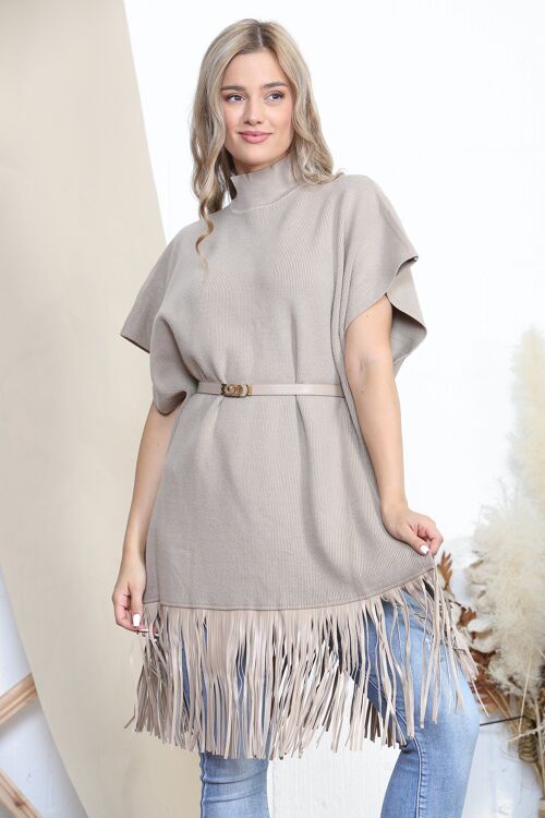 Taupe Tasseled over top with belt