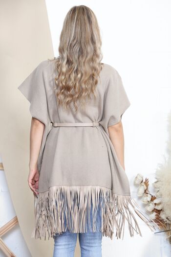 Taupe Tassel sur le dessus avec ceinture 3