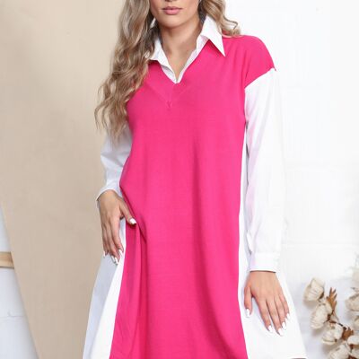 Abito stile camicia fucsia