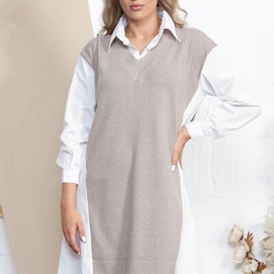 Robe style chemise taupe
