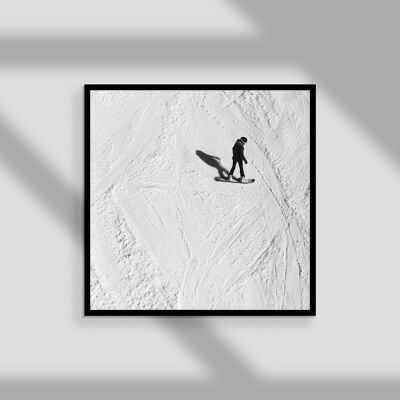 Alpine Snowboarding - Minimalist Photography Print - 16x16 Inches