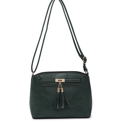 Quaste Charm Frauen Umhängetasche Qualität Handtasche Hauptreißverschluss Umhängetasche Herbstfarbe Tasche mit verstellbarem Riemen -A36841m grün