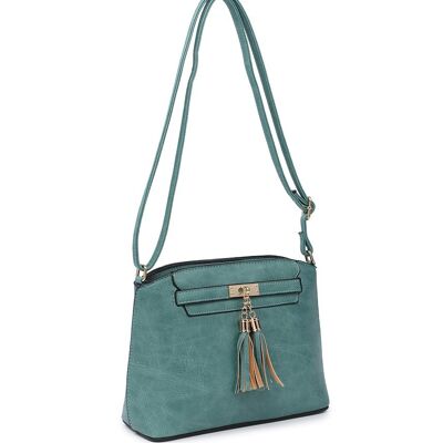 Tassel Charm women Crossbody Bag Quality Handbag Main Zipper Shoulder bag Autumn Colour bag with Adjustable Strap -A36841m light blue
