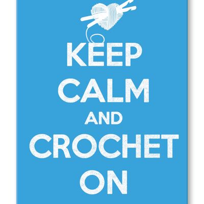 Postkarte englisch, Keep calm and crochet on