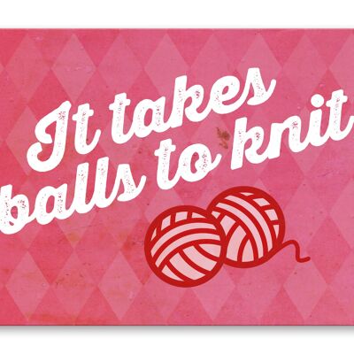Postkarte englisch, It takes balls to knit