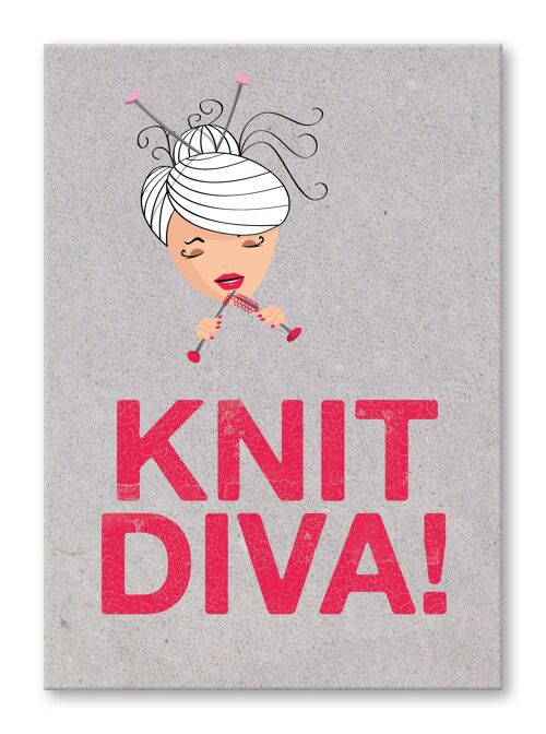 Postkarte englisch, Knit Diva