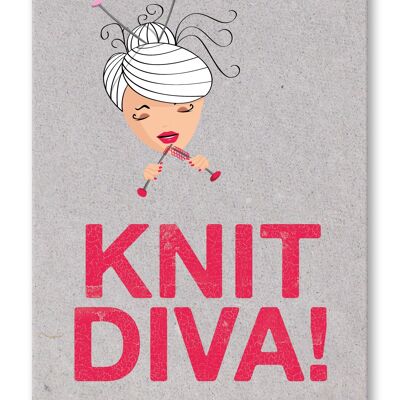 Postkarte englisch, Knit Diva