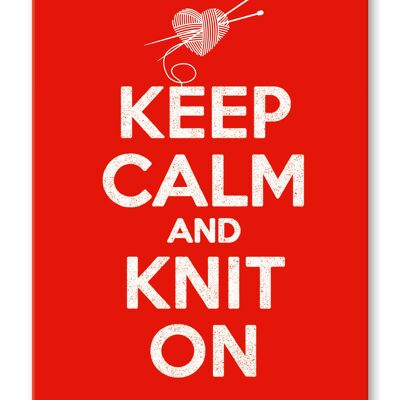 Postkarte englisch, Keep calm and knit on