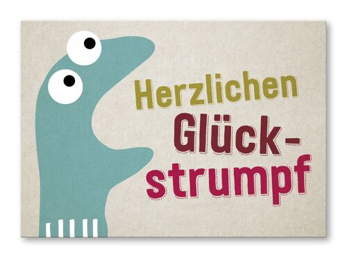 Postkarte, Herzlichen Glückstrumpf