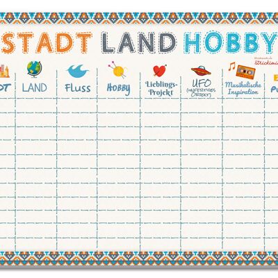 Games placemat, town country hobby