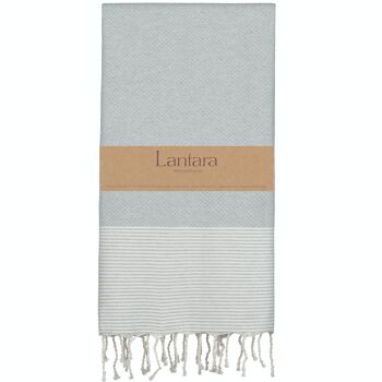 Hamamdoek Fouta Honingraat Strepen - Lichtgrijs - 100x200cm 1