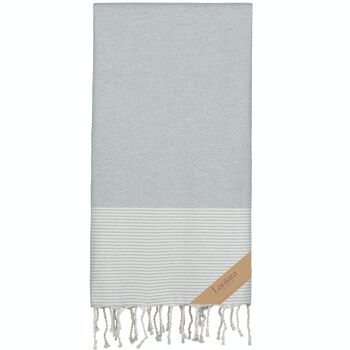 Hamamdoek Fouta Honingraat Strepen - Lichtgrijs - 100x200cm 7