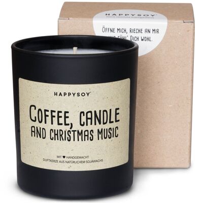 Coffee, candle and christmas music