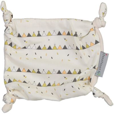 Baby comforter with small Tipis knots