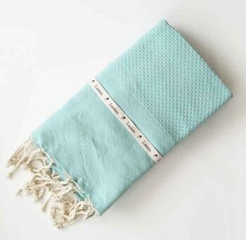 Serviette de Hammam Fouta Nid d'Abeille - Menthe - 100x200cm 1